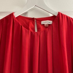 Calvin Klein Red Pleated Blouse